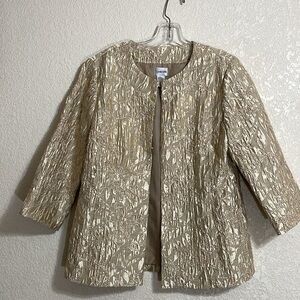 Chico's Gold Metallic Blazer with Textured Finish